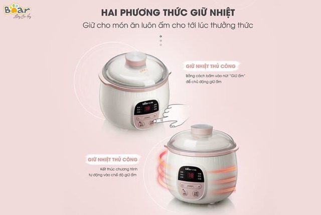 NỒI NẤU CHÁO ĐA NĂNG 4in1 BEAR 0,8L