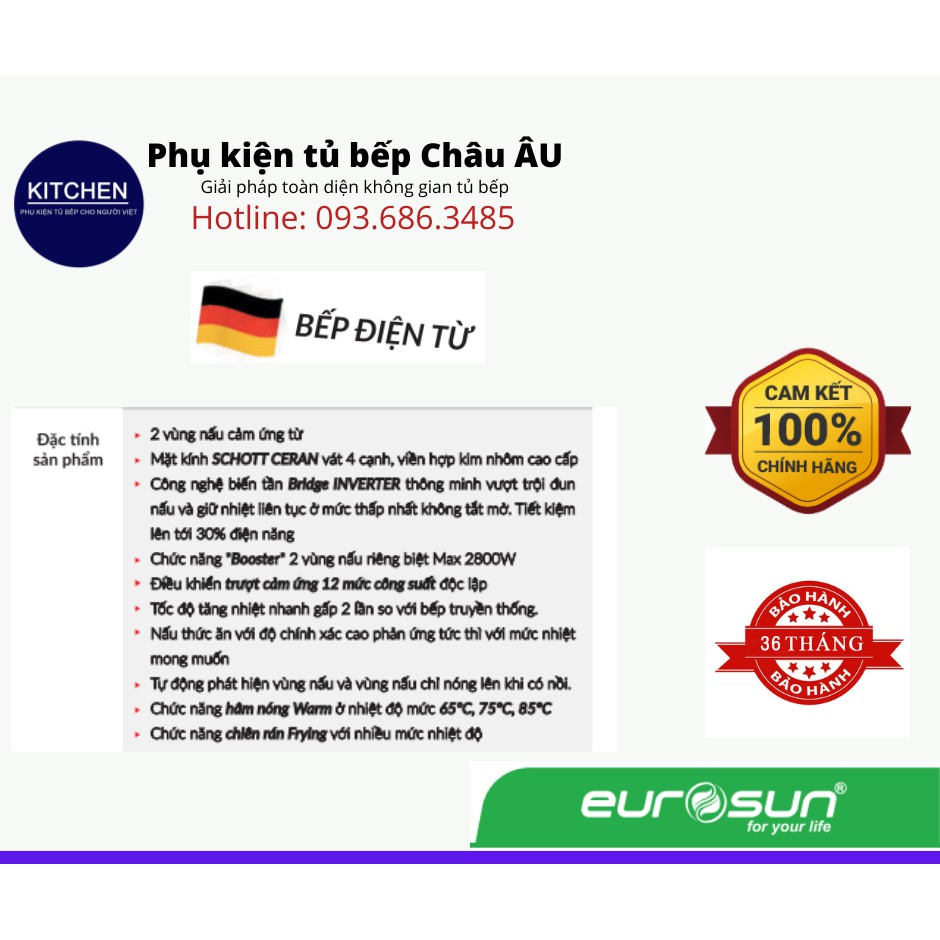 BẾP TỪ 2 VÙNG NẤU EUROSUN EU-T726pro chính hãng