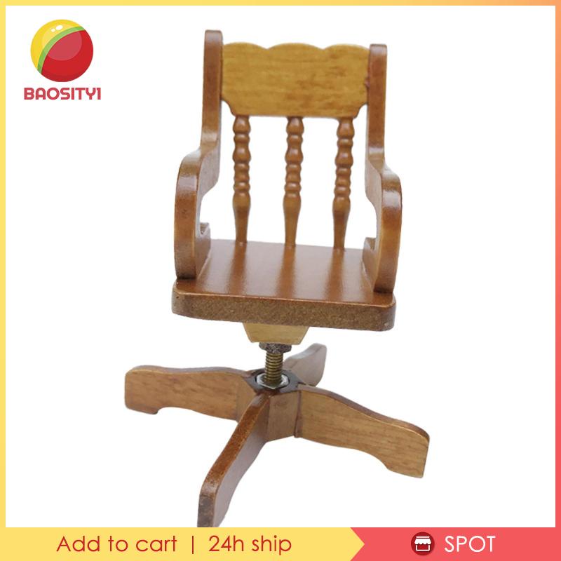 [Baosity 1] Mô Hình Ghế Bành Mini Bằng Gỗ Tỉ Lệ 1 / 12 Trang Trí Phòng Khách Búp Bê