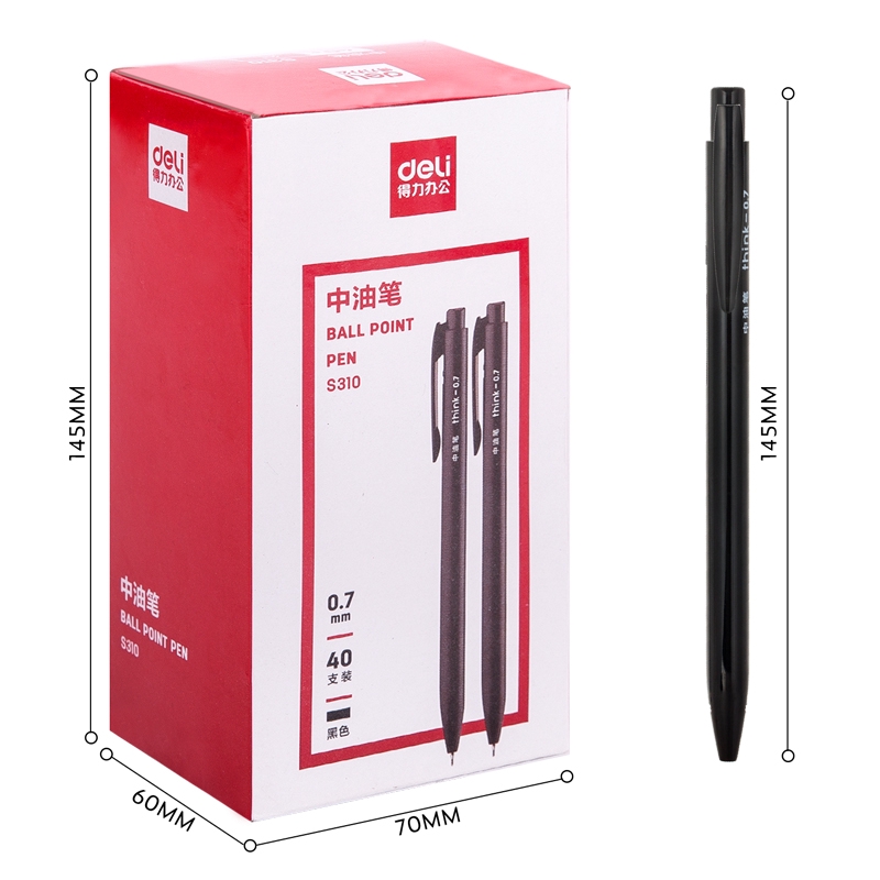 Deli Ballpoint Pen Push Type for Students S310