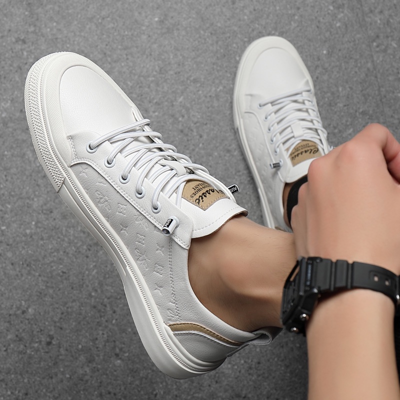 [FreeShip] Giày Sneaker nam da thật màu trắng cao cấp NEW 2022