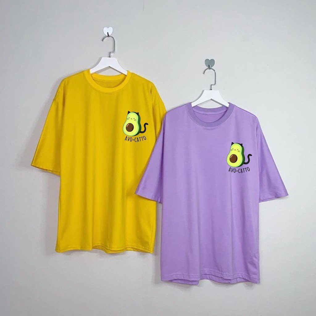 Áo thun 𝑭𝒓𝒆𝒆𝒔𝒉𝒊𝒑 Áo phông form rộng dáng Unisex L49, mặc lớp, nhóm, cặp in hình QUẢ BƠ MÈO AVO CATTO.