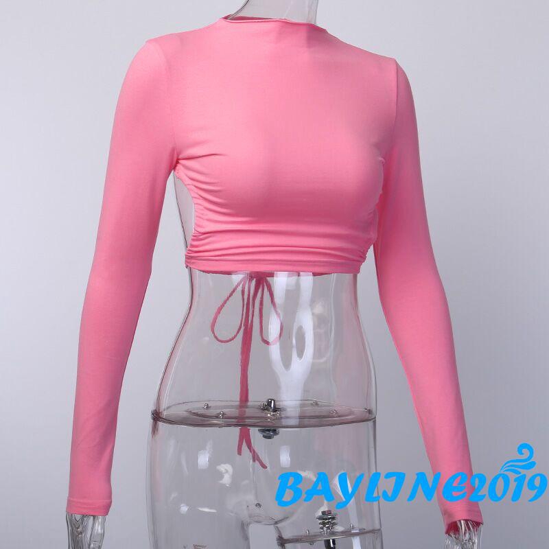 Áo Thun Dài Tay Hở Lưng Cho Nữ