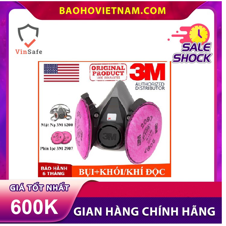 Mặt nạ 3M 6200 + Phin 2097 chống vi khuẩn, bụi