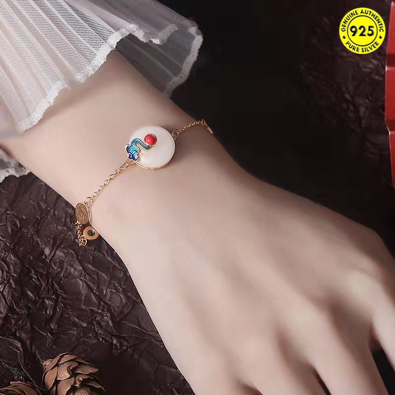 Vòng đeo tay đá ngọc bích nhân tạo phong cách Trung Hoa cổ điển