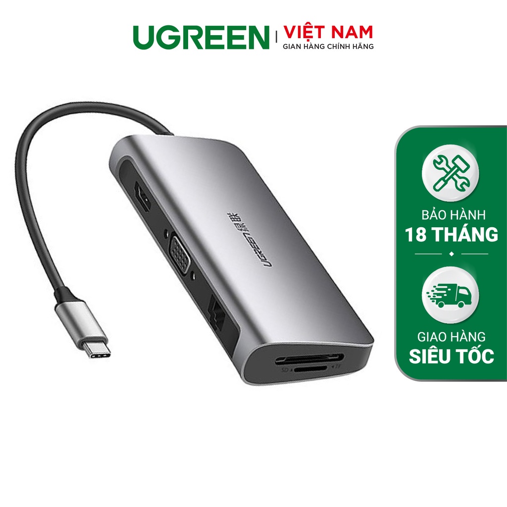 Cáp chuyển đổi từ TypeC sang HDMI + VGA + LAN + USB 3.1 Ugreen 40873
