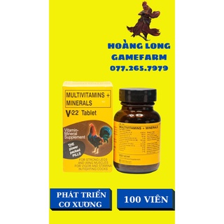 V22 multivitamin + minerals lọ 100 tăng cơ, tăng bo, nở khung cho gà đá