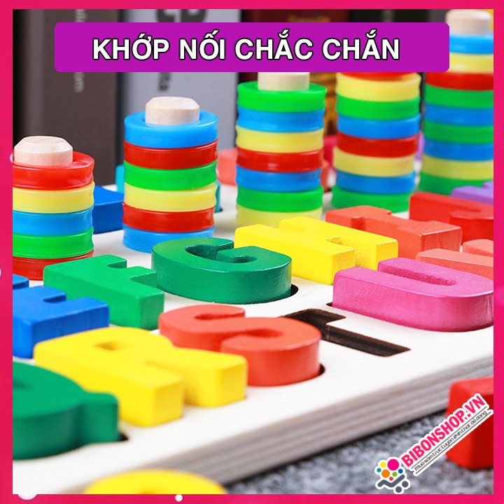 Giáo Cụ Montessori Cột Tính Học Đếm Kết Hợp Bảng Chữ Cái Tiếng Việt Kèm 5 Thanh Dấu