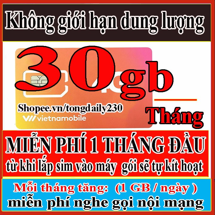 Sim 4g vietnammobile gói cảm ơn miễn phí tháng đầu