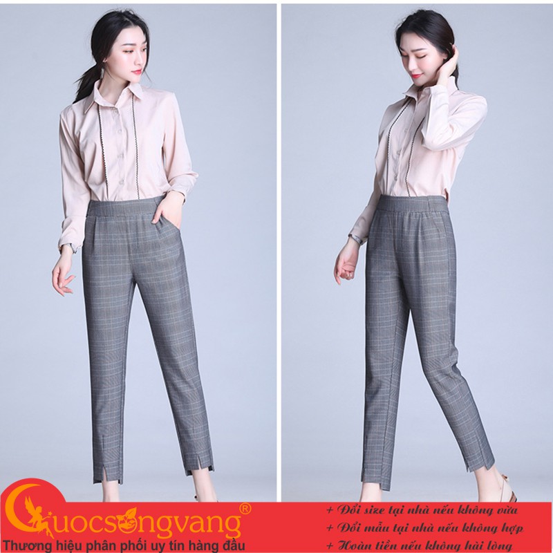 Quần baggy lưng thun quần công sở nữ sọc GLQ135 Cuocsongvang