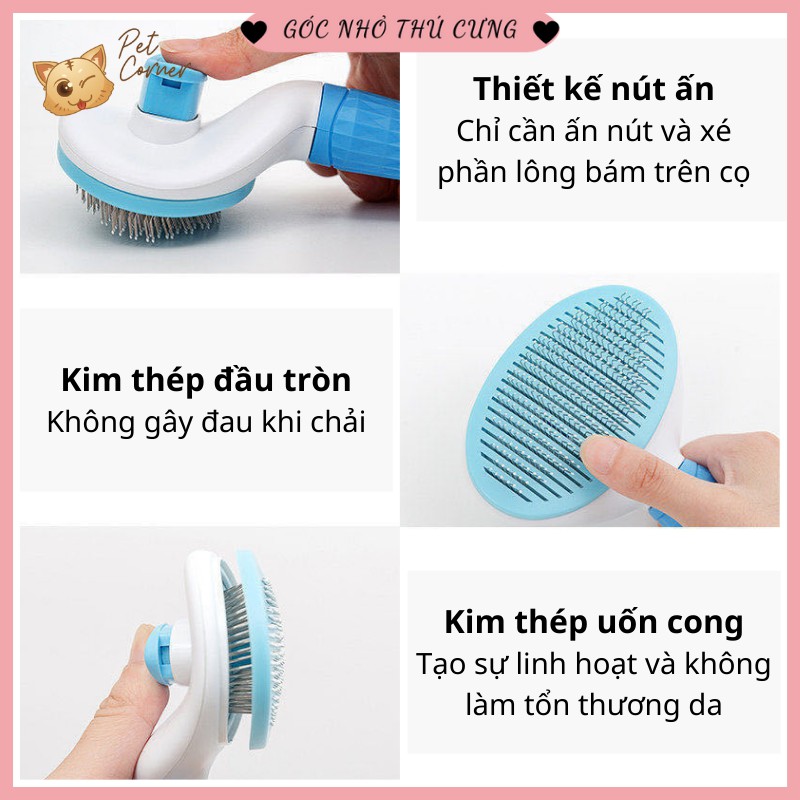 Lược chải lông có nút bấm nhả lông cho thú cưng (Lược chải lông, gỡ rối lông cho chó mèo)