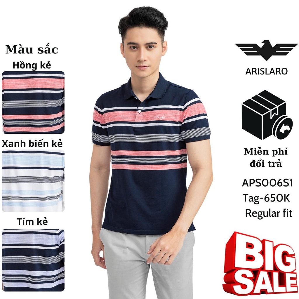 Áo polo nam aristino phom regular fit suôn nhẹ cotton mềm mại sốp nhẹ thấm hút co giãn đứng dáng APS006S1