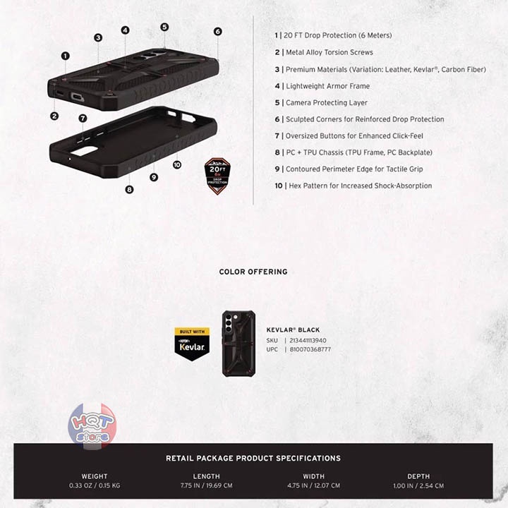 Ốp lưng chống sốc UAG Monarch Kevlar cho Samsung S22 Ultra  chính hãng