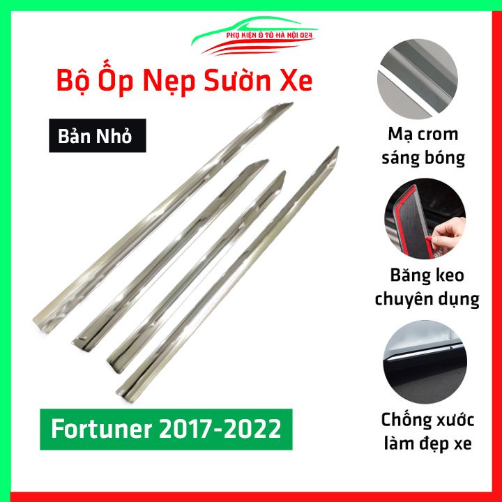 Bộ ốp nẹp sườn Fortuner 2017-2022 bản nhỏ trang trí làm đẹp xe