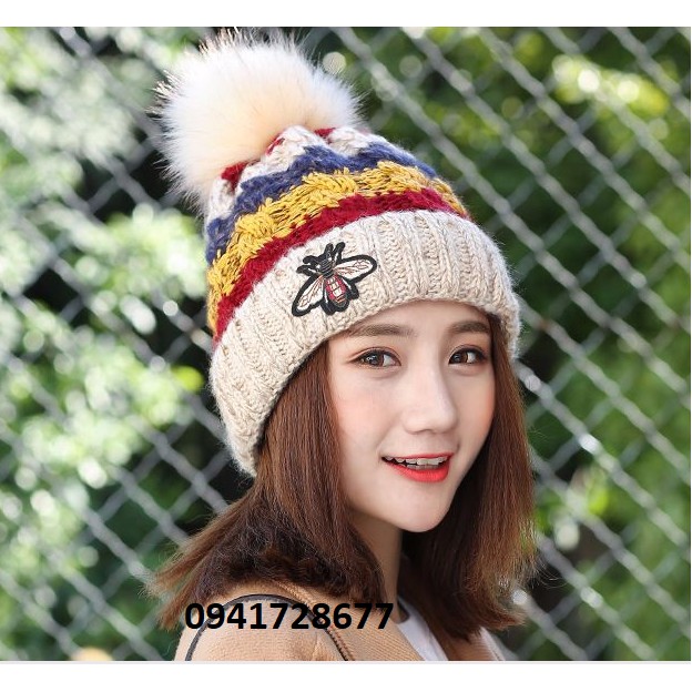 Mũ nón len dày nam nữ Bee