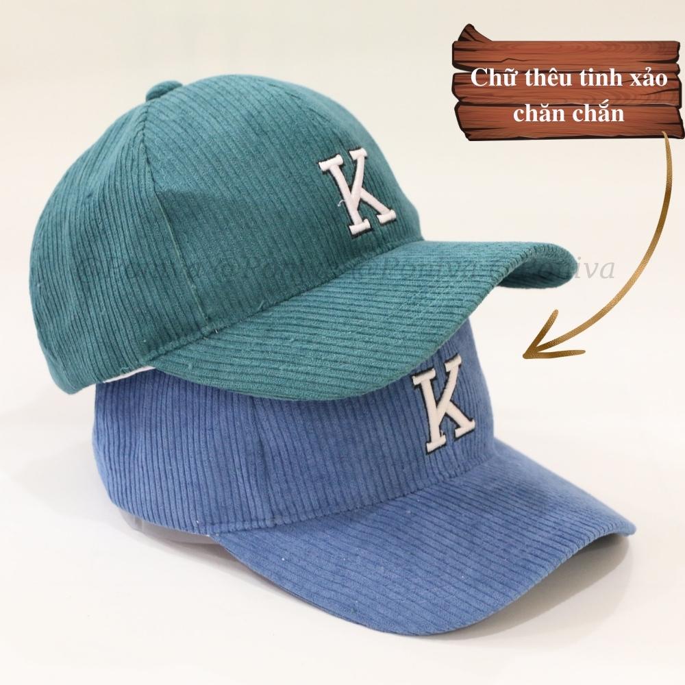 Mũ lưỡi trai ❤️ Nón kết thêu chữ K chất nhung tăm mẫu K011 form unisex phong cách Ulzzang Thời trang PONIVA siêu hot