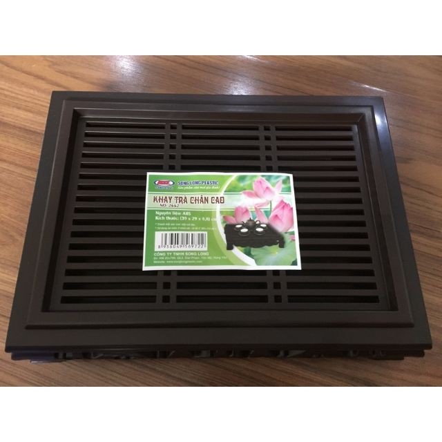 Khay Trà Nhựa Giả Gỗ Có Chân Cao Cấp Song Long