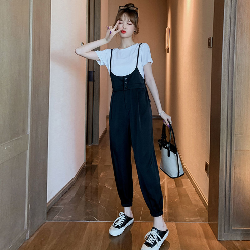 Set Áo Thun Ngắn Tay Cổ Tròn + Quần Dài Ống Rộng Thời Trang Nữ | BigBuy360 - bigbuy360.vn