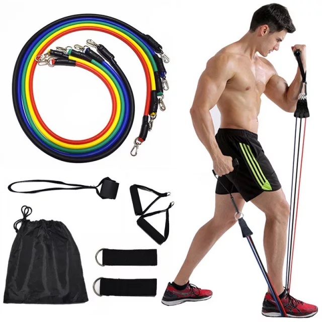 Bộ 5 Dây Kéo Tập Ngũ Sắc Tập GYM - Bộ Dây Đàn Hồi Kháng Lực Tập Thể Hình (Full BOX Phụ Kiện)