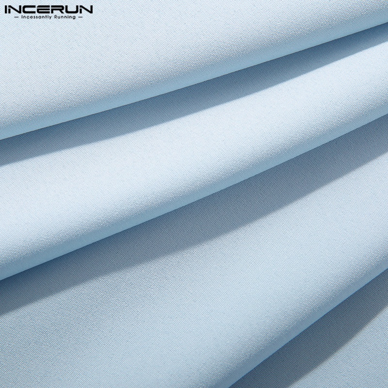 Áo sơ mi INCERUN dài tay màu sắc thanh lịch cho nam