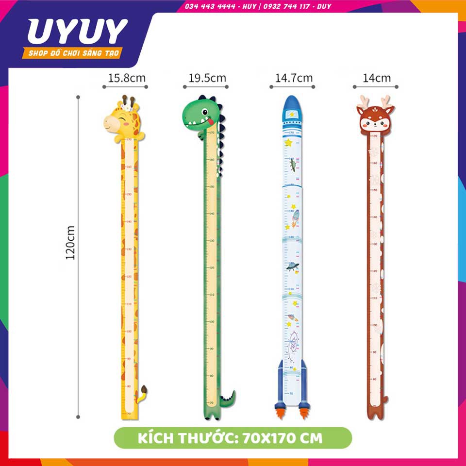 Thước dán tường đo chiều cao cho bé - Chống thấm nước - chống trầy xước.
