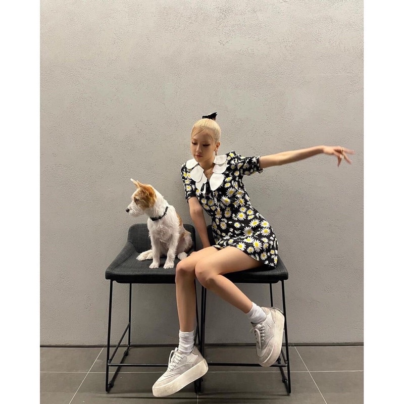 Giày ROSE BLACKPINK xám trắng đế bánh mì êm chân siêu hottrend | BigBuy360 - bigbuy360.vn