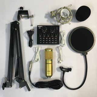 Combo Bộ Míc Thu Âm BM900 Live Stream - Hát Karaoke Sound Card V8