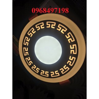 Đèn led âm trần 3 chế độ sáng 6w - viền hoa văn chữ thập - Đổi màu viền vàng