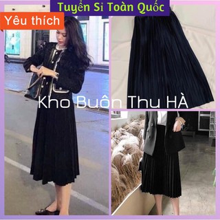 Chân váy xếp ly dáng dài