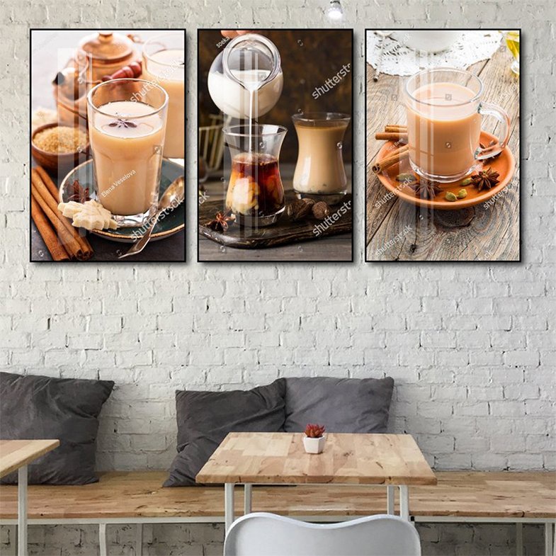 Tranh Treo Tường Đồ uống - Tranh Treo Quán Cafe, Quán Trà Sữa, Phòng Ăn Laminate Tráng Gương