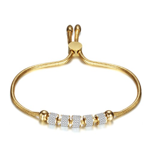 Lắc Tay Dây Rút Charm Đá Nhân Tạo Thép Titan Ko Rỉ TT 3623