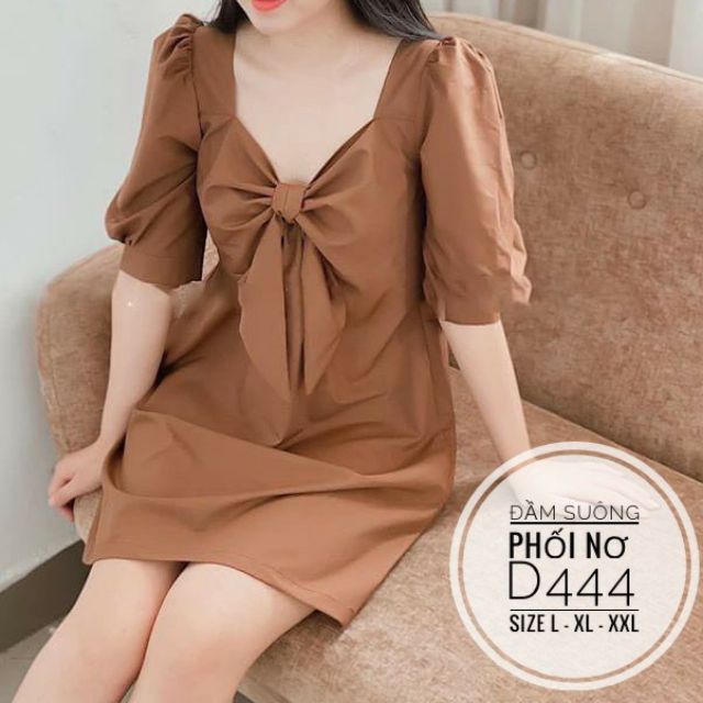 Đầm suông big size phối nơ từ 60kg-90kg