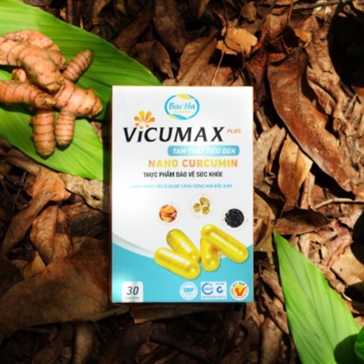 Vicumax Plus Tam thất Tiêu đen Nano Curcumin hộp 30 viên - Tăng sức đề kháng, hồi phục nhanh tổn thương - VIPHV030