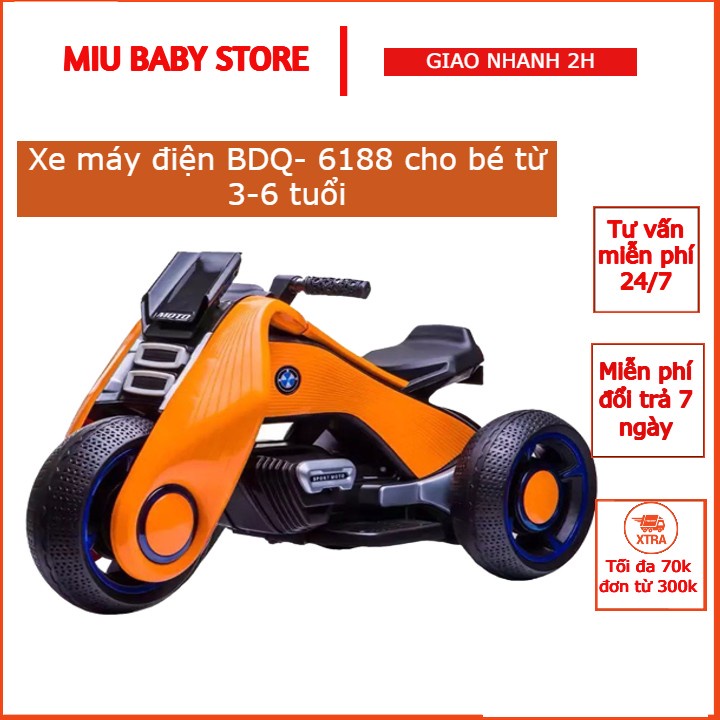 Xe máy điện cho bé xe máy điện cao cấp cho bé sử dụng chân ga đa chức năng tải trọng lớn BDQ-6188(loại to)
