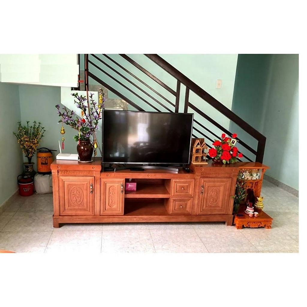 Kệ tivi gỗ xoan đào kiểu nhô