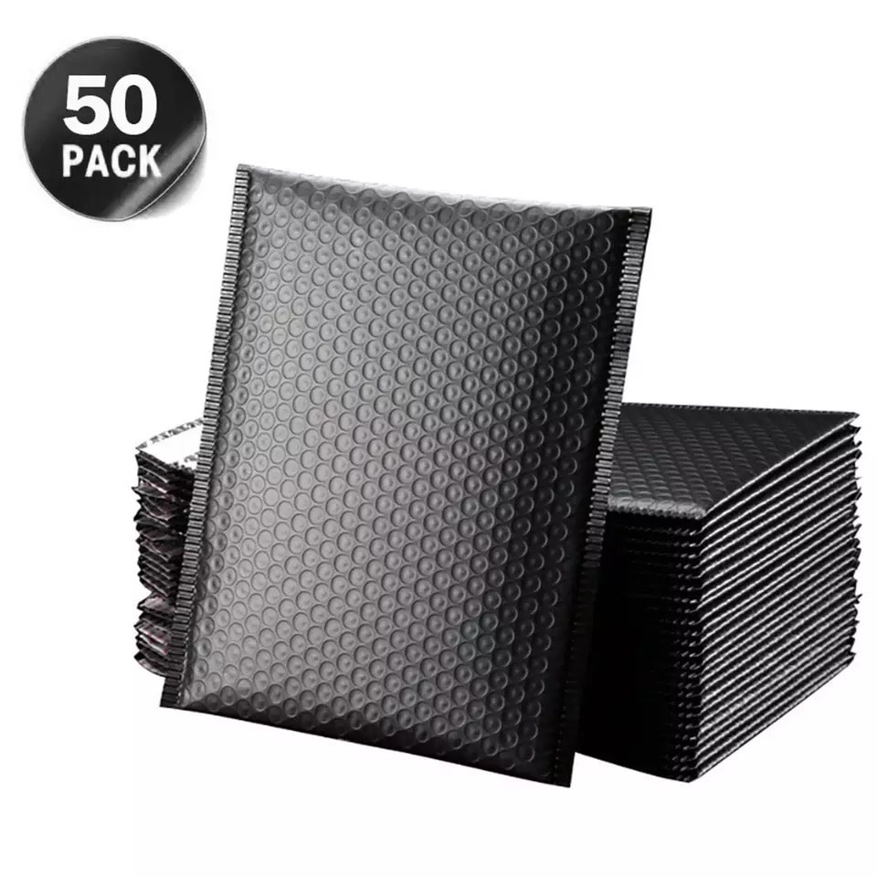 (22X25+4)COMBO 50-30 Túi gói hàng niêm phong, Túi đóng hàng lót bóng khí chống sốc màu đen