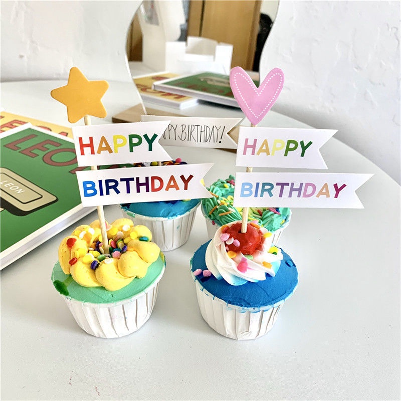 Set 3 / 5 Que Cắm Trang Trí Bánh Sinh Nhật Hình Chữ Happy Birthday Dễ Thương