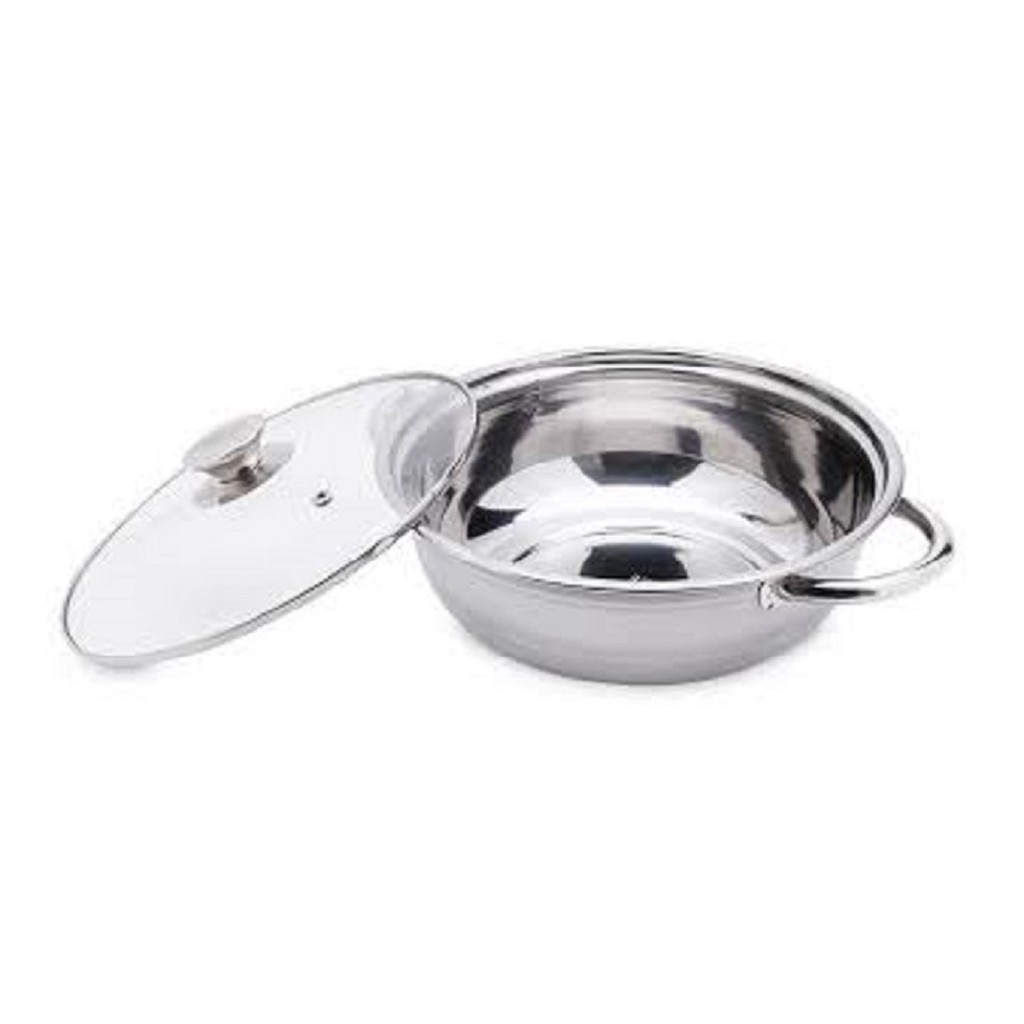 Nồi Lẩu inox dày 6zem nắp kính và inox (nhiều size)