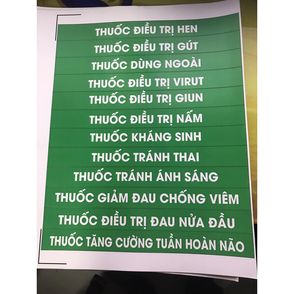 Decal dán tủ thuốc- tem danh mục thuốc