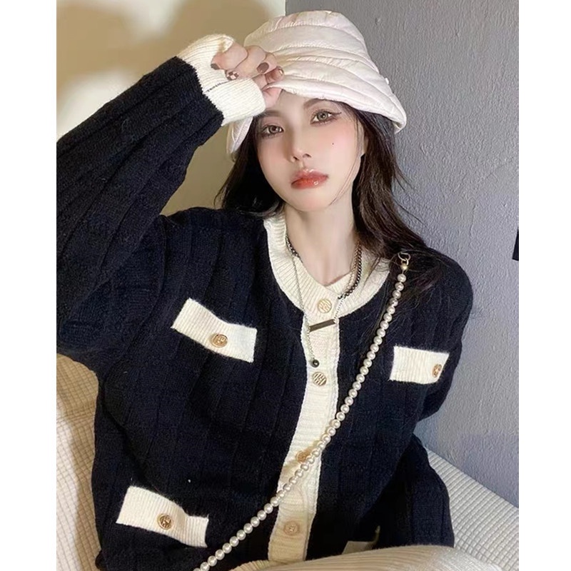 Áo Sweater Dệt Kim Dáng Ôm Thời Trang Pháp 2022 Dành Cho Nữ