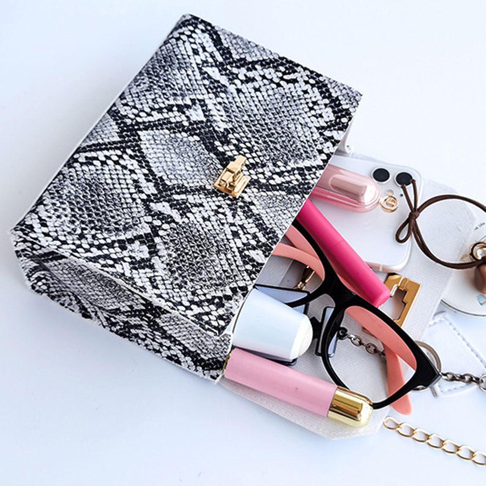 Túi Xách Da Pu Họa Tiết Da Rắn Phối Dây Xích Thời Trang Retro Cho Nữ