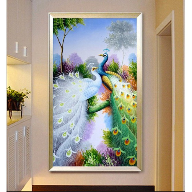 TRANH THÊU KÍN PHU THÊ VIÊN MÃN CHIM CÔNG HH0768 (66X121) HH0769 (80X149)