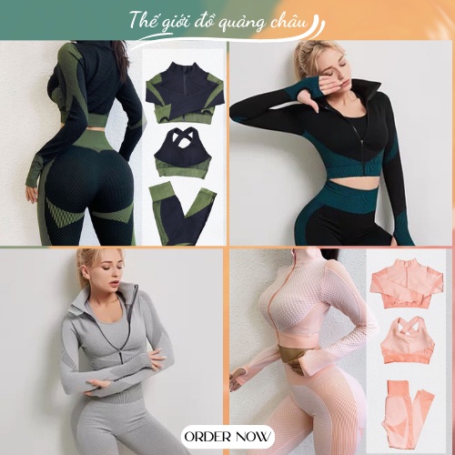 SÉT 3 MÓN- Quần áo tập thể thao nữ - Bộ tập gym, CAO CẤP BAO CHẤT HÓT 2022 (BT8)