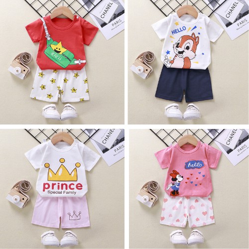 Quần áo trẻ em chất liệu cotton hàng quảng châu, siêu mềm mịn, mẫu mới in hình ngộ nghĩnh đáng yêu