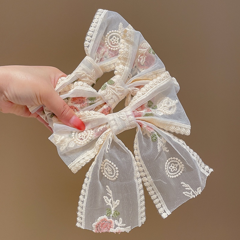 Kẹp Tóc Hình Nơ Phối Ren Thời Trang Xinh Xắn Cho Nữ