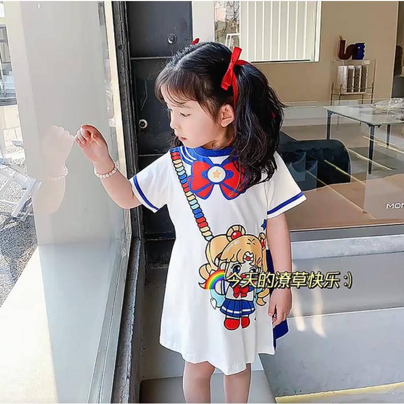 Đầm công chúa giả hai mảnh phong cách mùa hè Nhật Bản dễ thương chất liệu cotton dành cho bé gái