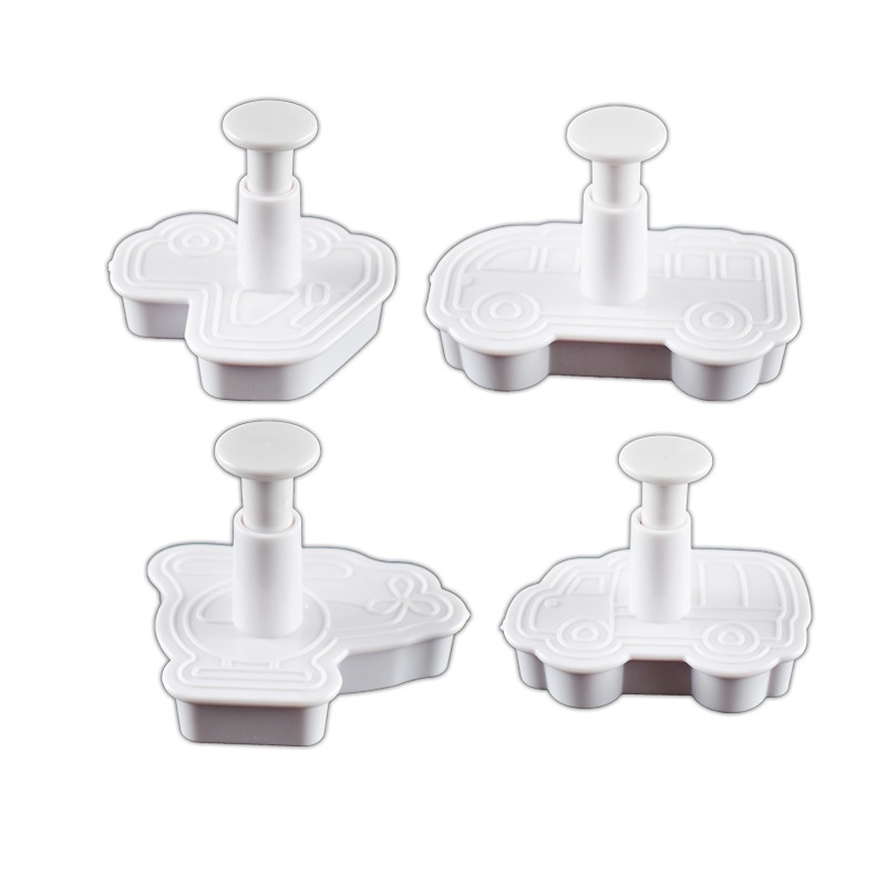Bộ 4 Khuôn Nhựa Làm Bánh Quy Hình Phương Tiện Giao Thông