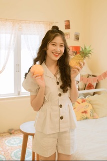 Áo linen cổ vest