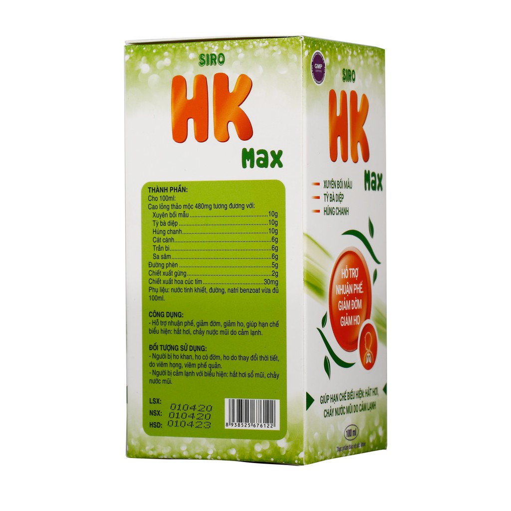 Chai 100ML Siro Ho Hoàng Kim Hỗ Trợ Nhuận Phế, Giảm Đờm, Giảm Ho HK Max