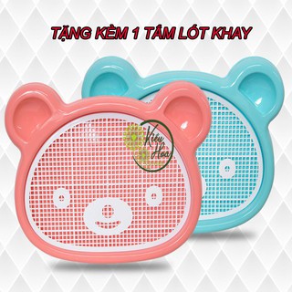KHAY VỆ SINH CHO CHÓ MÈO ĐI ĐÚNG CHỖ (TẶNG KÈM 1 TẤM LÓT KHAY) HÌNH GẤU SIÊU DỄ THƯƠNG KÈM CỘT (Kiều Hoa Store)